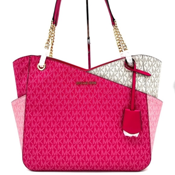 Michael Kors Handbags - Michael Kors Large X Chain Shoulder Tote Bag Electric Pink (NWT)